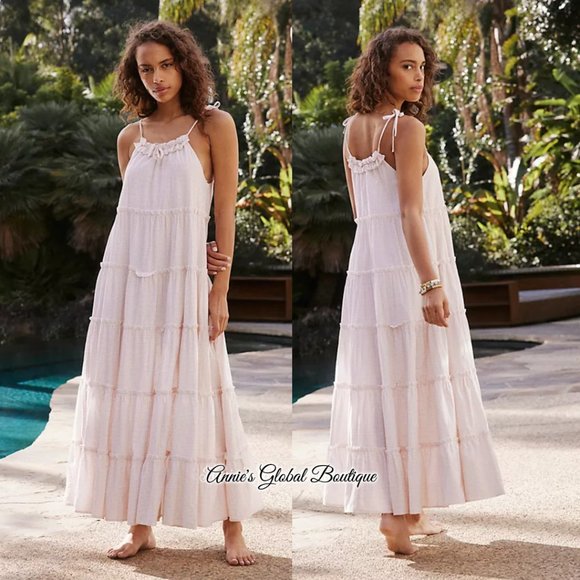 RARE NWT ANTHROPOLOGIE Senorita Gingham Ruffled Maxi Dress. Size L - Picture 15 of 16